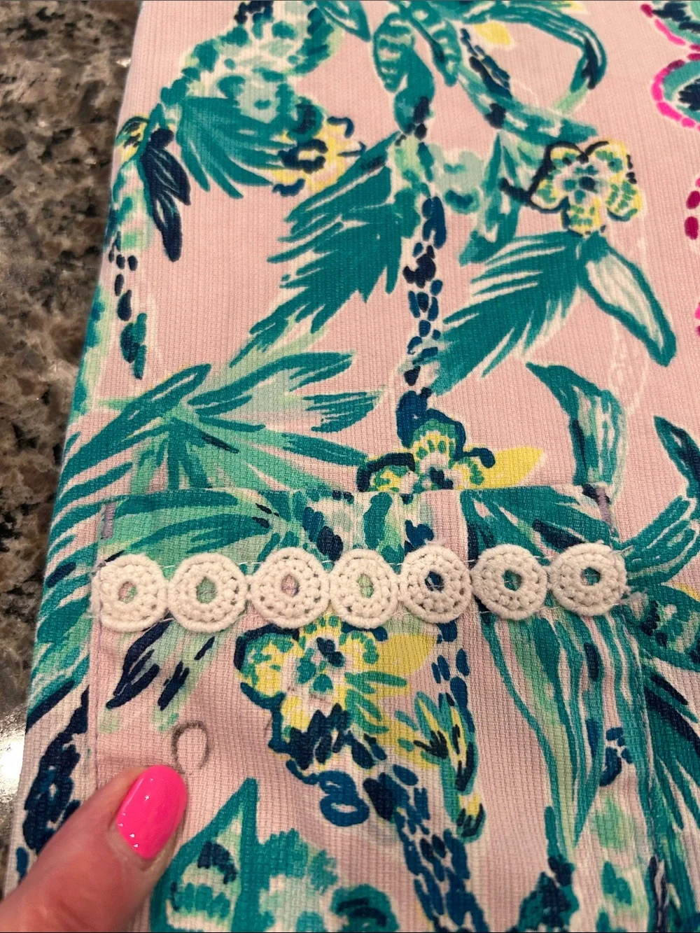 Lilly Pulitzer Pink Floral Shift Dress with Teal & Navy Accents